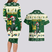 Custom South Africa Rugby Christmas Couples Matching Long Sleeve Bodycon Dress and Hawaiian Shirt Geseende Kersfees Springboks African Pattern - Wonder Print Shop