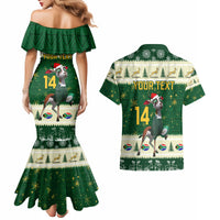 Custom South Africa Rugby Christmas Couples Matching Mermaid Dress and Hawaiian Shirt Geseende Kersfees Springboks African Pattern - Wonder Print Shop