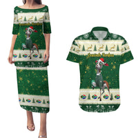 Custom South Africa Rugby Christmas Couples Matching Puletasi Dress and Hawaiian Shirt Geseende Kersfees Springboks African Pattern - Wonder Print Shop