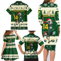 Custom South Africa Rugby Christmas Family Matching Long Sleeve Bodycon Dress and Hawaiian Shirt Geseende Kersfees Springboks African Pattern - Wonder Print Shop