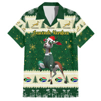 Custom South Africa Rugby Christmas Family Matching Short Sleeve Bodycon Dress and Hawaiian Shirt Geseende Kersfees Springboks African Pattern - Wonder Print Shop