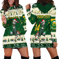 Custom South Africa Rugby Christmas Hoodie Dress Geseende Kersfees Springboks African Pattern - Wonder Print Shop