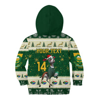 Custom South Africa Rugby Christmas Kid Hoodie Geseende Kersfees Springboks African Pattern - Wonder Print Shop