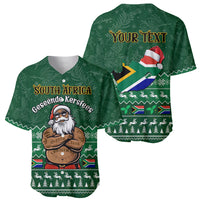 Personalised South Africa Christmas Baseball Jersey Cool Santa Claus With South African Map - Wonder Print Shop