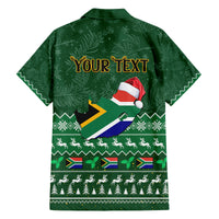 Personalised South Africa Christmas Family Matching Off Shoulder Maxi Dress and Hawaiian Shirt Cool Santa Claus With South African Map - Wonder Print Shop