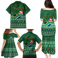 Personalised South Africa Christmas Family Matching Puletasi Dress and Hawaiian Shirt Cool Santa Claus With South African Map - Wonder Print Shop