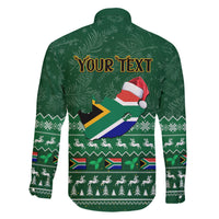 Personalised South Africa Christmas Family Matching Short Sleeve Bodycon Dress and Hawaiian Shirt Cool Santa Claus With South African Map - Wonder Print Shop