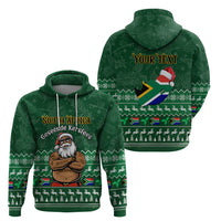 Personalised South Africa Christmas Hoodie Cool Santa Claus With South African Map - Wonder Print Shop