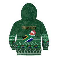 Personalised South Africa Christmas Kid Hoodie Cool Santa Claus With South African Map - Wonder Print Shop