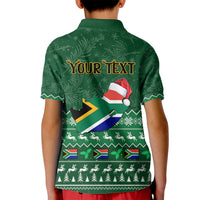 Personalised South Africa Christmas Kid Polo Shirt Cool Santa Claus With South African Map - Wonder Print Shop