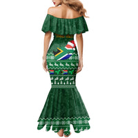 Personalised South Africa Christmas Mermaid Dress Cool Santa Claus With South African Map - Wonder Print Shop