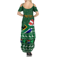 Personalised South Africa Christmas Summer Maxi Dress Cool Santa Claus With South African Map - Wonder Print Shop