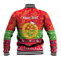 Personalised Eritrea Christmas Baseball Jacket Eritrean Olive Santa Claus Merry Xmas - Wonder Print Shop