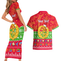 Personalised Eritrea Christmas Couples Matching Short Sleeve Bodycon Dress and Hawaiian Shirt Eritrean Olive Santa Claus Merry Xmas - Wonder Print Shop
