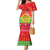 Personalised Eritrea Christmas Family Matching Mermaid Dress and Hawaiian Shirt Eritrean Olive Santa Claus Merry Xmas - Wonder Print Shop