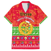 Personalised Eritrea Christmas Family Matching Short Sleeve Bodycon Dress and Hawaiian Shirt Eritrean Olive Santa Claus Merry Xmas - Wonder Print Shop