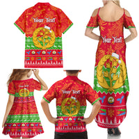 Personalised Eritrea Christmas Family Matching Summer Maxi Dress and Hawaiian Shirt Eritrean Olive Santa Claus Merry Xmas - Wonder Print Shop