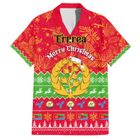 Red Christmas Hawaiian shirt with Eritrea text, Santa graphic, short sleeves