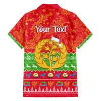 Personalised Eritrea Christmas Hawaiian Shirt Eritrean Olive Santa Claus Merry Xmas - Wonder Print Shop