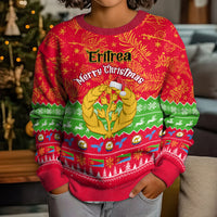 Personalised Eritrea Christmas Kid Ugly Christmas Sweater Eritrean Olive Santa Claus Merry Xmas - Wonder Print Shop