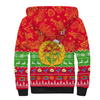 Personalised Eritrea Christmas Sherpa Hoodie Eritrean Olive Santa Claus Merry Xmas - Wonder Print Shop