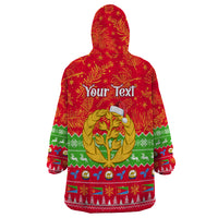 Personalised Eritrea Christmas Wearable Blanket Hoodie Eritrean Olive Santa Claus Merry Xmas - Wonder Print Shop