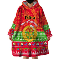 Personalised Eritrea Christmas Wearable Blanket Hoodie Eritrean Olive Santa Claus Merry Xmas - Wonder Print Shop