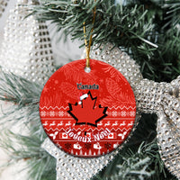 Canada Christmas Ceramic Ornament Maple Leaf Santa With Map Merry Xmas - Wonder Print Shop
