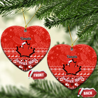 Canada Christmas Ceramic Ornament Maple Leaf Santa With Map Merry Xmas - Wonder Print Shop
