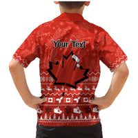 Personalised Canada Christmas Family Matching Mermaid Dress and Hawaiian Shirt Maple Leaf Santa With Map Merry Xmas - Wonder Print Shop