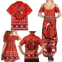 Personalised Canada Christmas Family Matching Summer Maxi Dress and Hawaiian Shirt Maple Leaf Santa With Map Merry Xmas - Wonder Print Shop