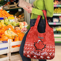 Canada Christmas Grocery Bag Maple Leaf Santa With Map Merry Xmas