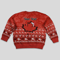 Personalised Canada Christmas Kid Ugly Christmas Sweater Maple Leaf Santa With Map Merry Xmas - Wonder Print Shop