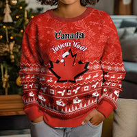 Personalised Canada Christmas Kid Ugly Christmas Sweater Maple Leaf Santa With Map Merry Xmas - Wonder Print Shop