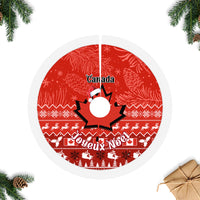 Canada Christmas Tree Skirt Maple Leaf Santa With Map Merry Xmas - Wonder Print Shop