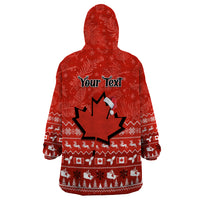 Personalised Canada Christmas Wearable Blanket Hoodie Maple Leaf Santa With Map Merry Xmas - Wonder Print Shop