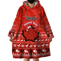 Personalised Canada Christmas Wearable Blanket Hoodie Maple Leaf Santa With Map Merry Xmas - Wonder Print Shop