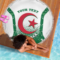 Personalized Algeria Beach Blanket Coat Of Arms African Pattern - Wonder Print Shop
