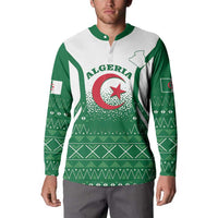 Personalized Algeria Button Sweatshirt Coat Of Arms African Pattern - Wonder Print Shop