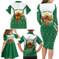 Personalized Algeria Family Matching Long Sleeve Bodycon Dress and Hawaiian Shirt Coat Of Arms African Pattern - Wonder Print Shop