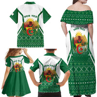 Personalized Algeria Family Matching Off Shoulder Maxi Dress and Hawaiian Shirt Coat Of Arms African Pattern - Wonder Print Shop