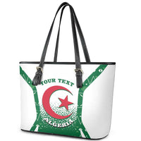Personalized Algeria Leather Tote Bag Coat Of Arms African Pattern - Wonder Print Shop