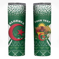Personalized Algeria Skinny Tumbler Coat Of Arms African Pattern - Wonder Print Shop