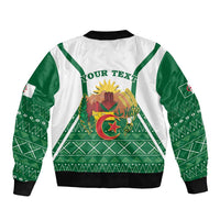 Personalized Algeria Sleeve Zip Bomber Jacket Coat Of Arms African Pattern - Wonder Print Shop