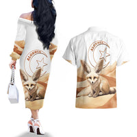 Fennec Fox Algeria Couples Matching Off The Shoulder Long Sleeve Dress and Hawaiian Shirt Algerian Sahara - Wonder Print Shop