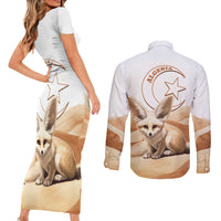 Fennec Fox Algeria Couples Matching Short Sleeve Bodycon Dress and Long Sleeve Button Shirt Algerian Sahara - Wonder Print Shop