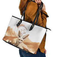 Fennec Fox Algeria Leather Tote Bag Algerian Sahara - Wonder Print Shop