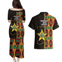 Ghana 1957 Couples Matching Puletasi and Hawaiian Shirt Independence Anniversary Kente Pattern