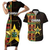 Ghana 1957 Couples Matching Short Sleeve Bodycon Dress and Hawaiian Shirt Independence Anniversary Kente Pattern