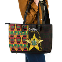 Ghana 1957 Leather Tote Bag Independence Anniversary Kente Pattern
